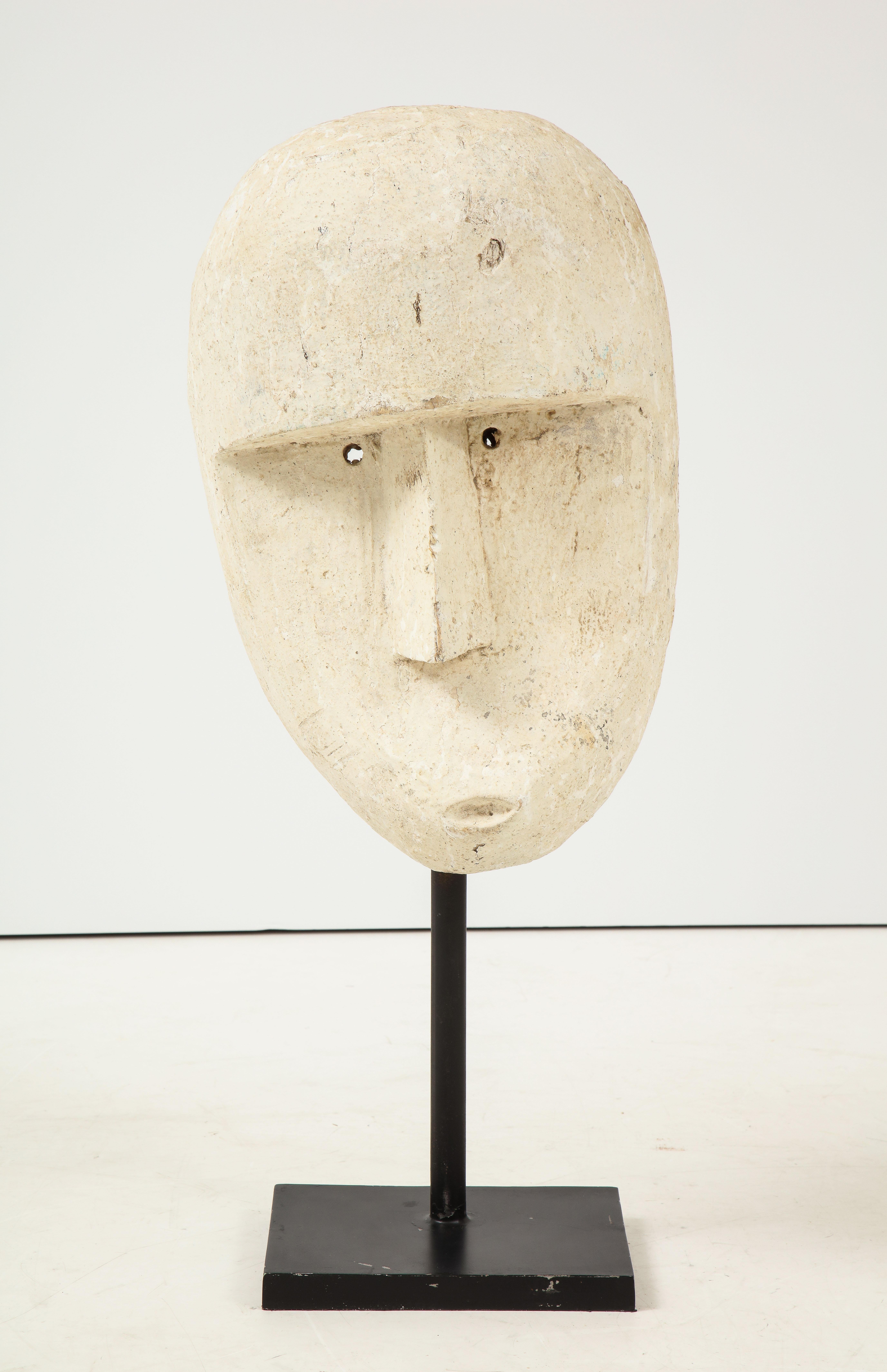 Oceanic Carved Modernist Plaster Mask Sculptures For Sale