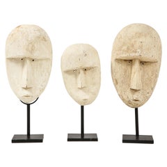 Carved Modernist Plaster Mask Sculptures