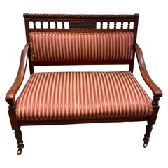 Antique Carved Mohogany Hall Bench