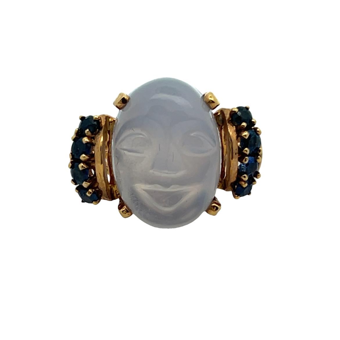 Women's Carved Moonstone Ring For Sale