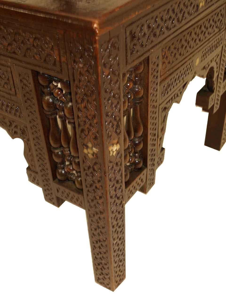 Mother-of-Pearl Carved Moroccan Corner Chair For Sale