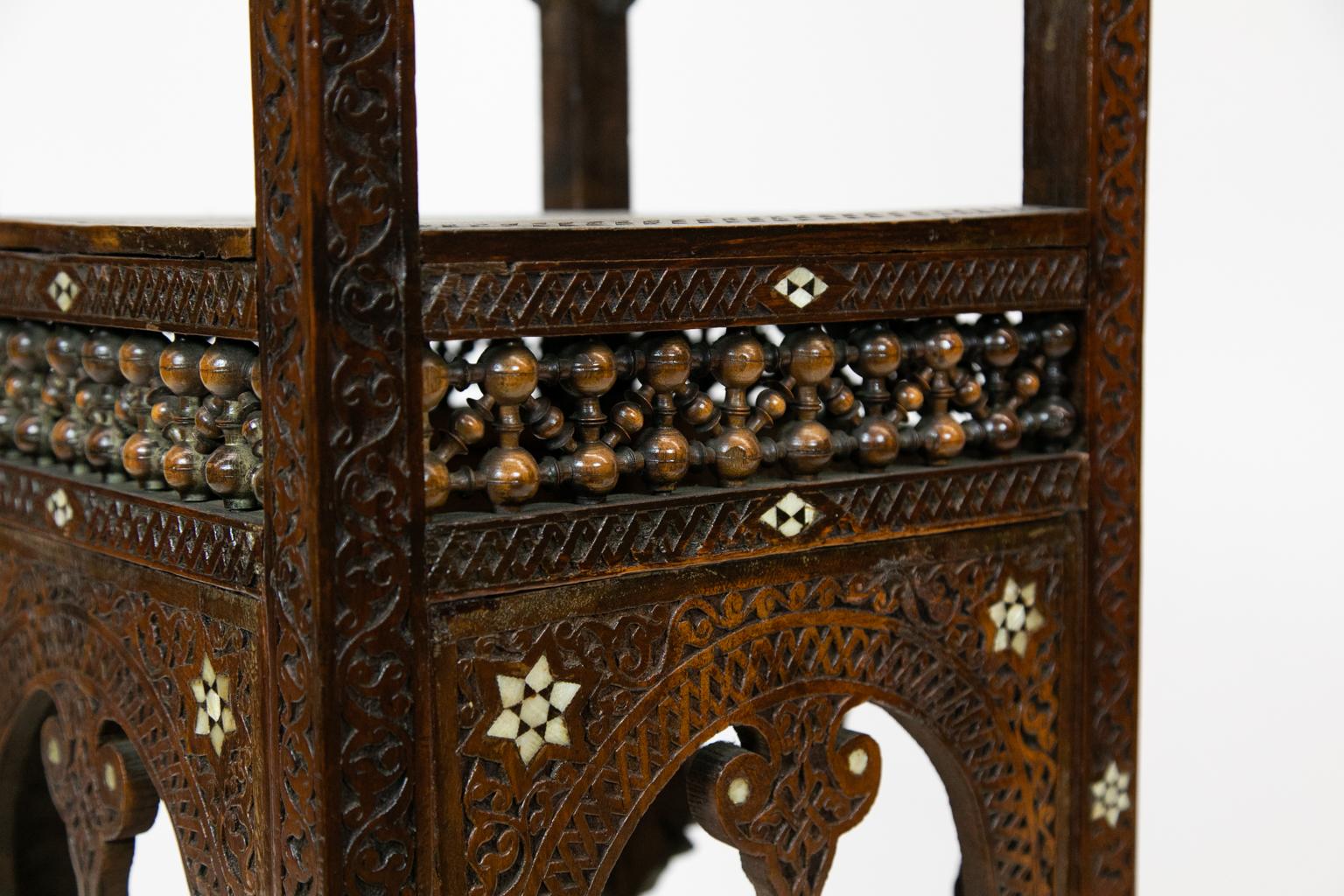 Inlay Carved Moroccan Plant Stand