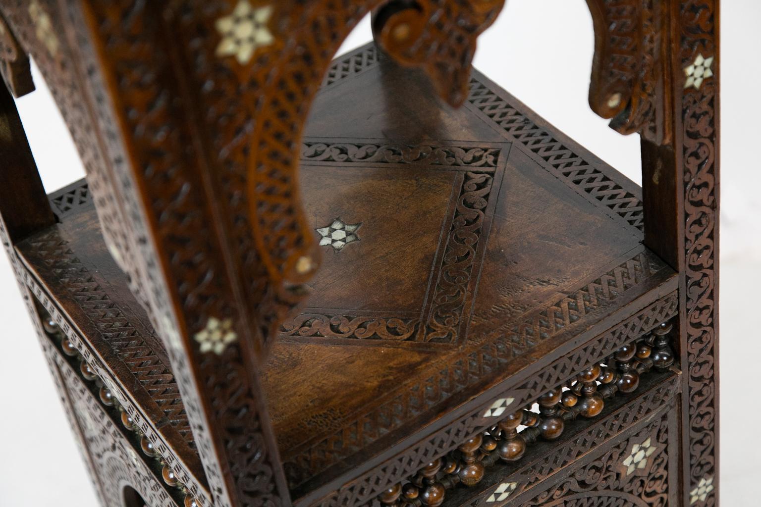 19th Century Carved Moroccan Plant Stand