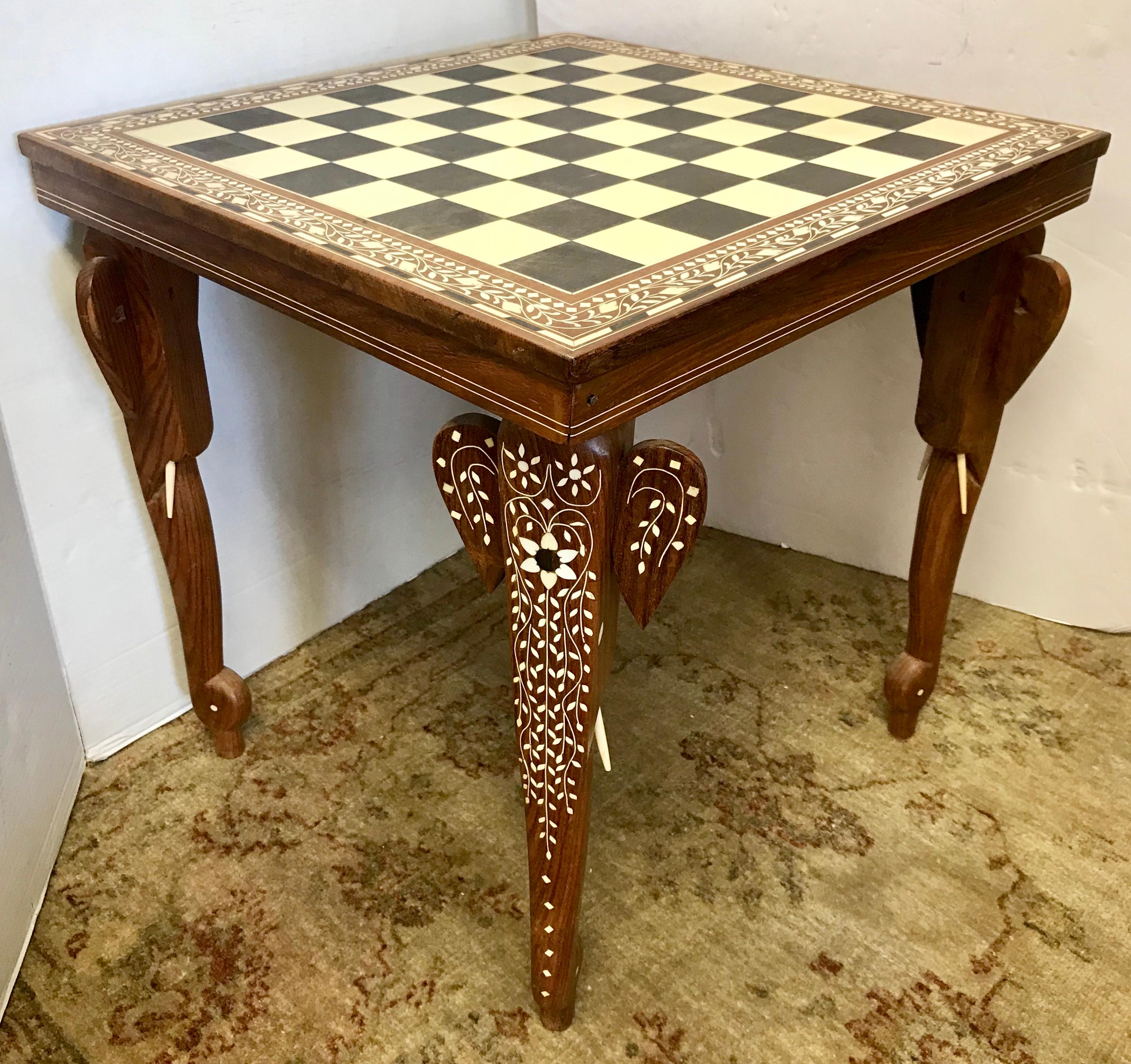 Carved Mother of Pearl Chess Game Table Smaller in Scale with Carved Chess Set 2