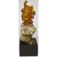 Carved Natural Amber Sculpture "Nesting Snakes"  by Lee Downey Bali, Indonesia