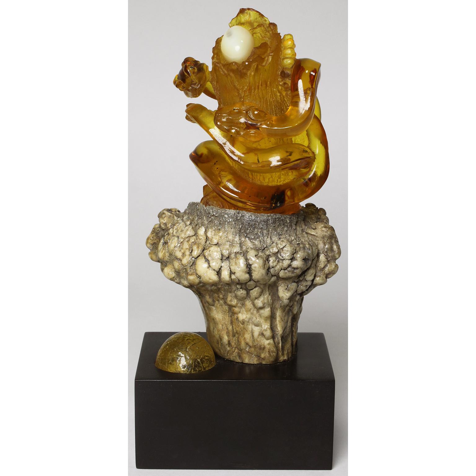 Indonesian Carved Natural Amber Sculpture 