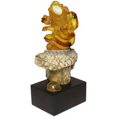 Vintage Carved Natural Amber Sculpture "Nesting Snakes"  by Lee Downey Bali, Indonesia