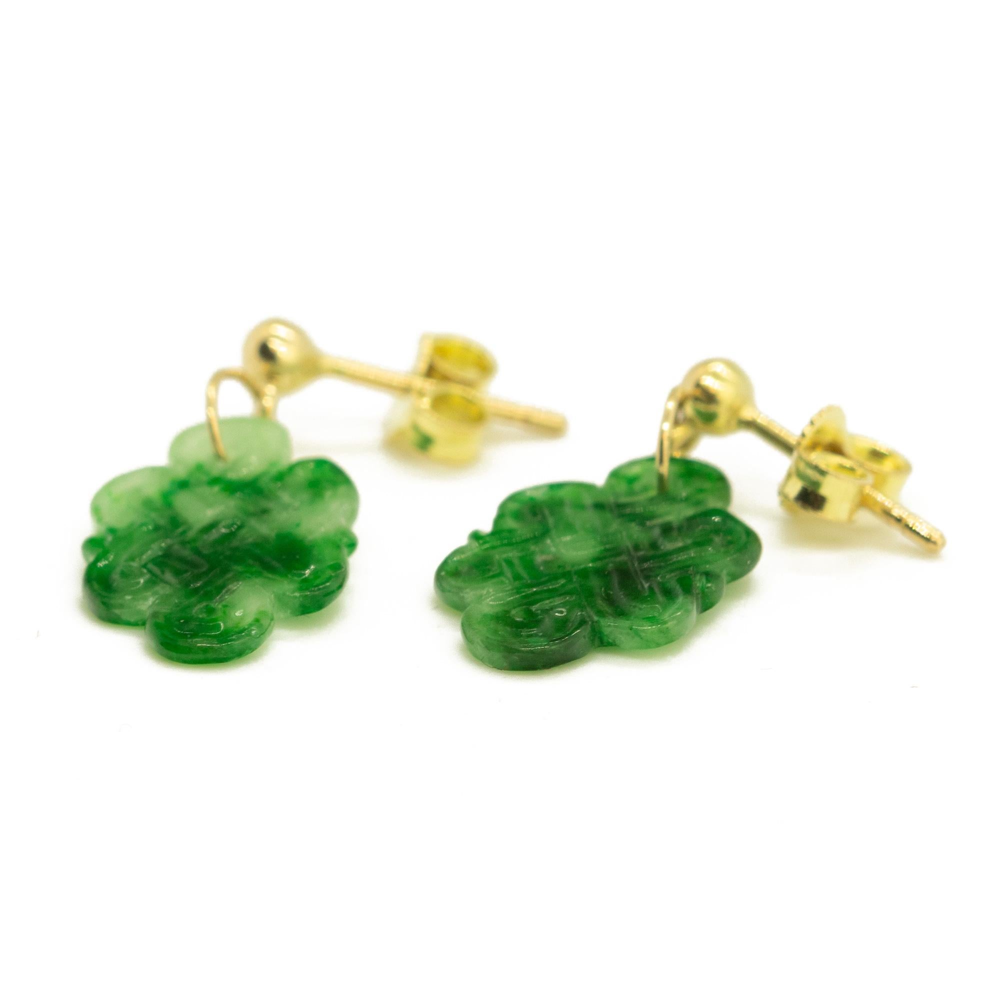 Pendants d'oreilles en or jaune 18 carats et jadéite naturelle sculptée Intini Jewels Neuf - En vente à Milano, IT