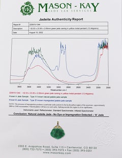 Carved Natural Jadeite Jade Mason Kay Report Certified, Diamond, Yellow Gold Pen