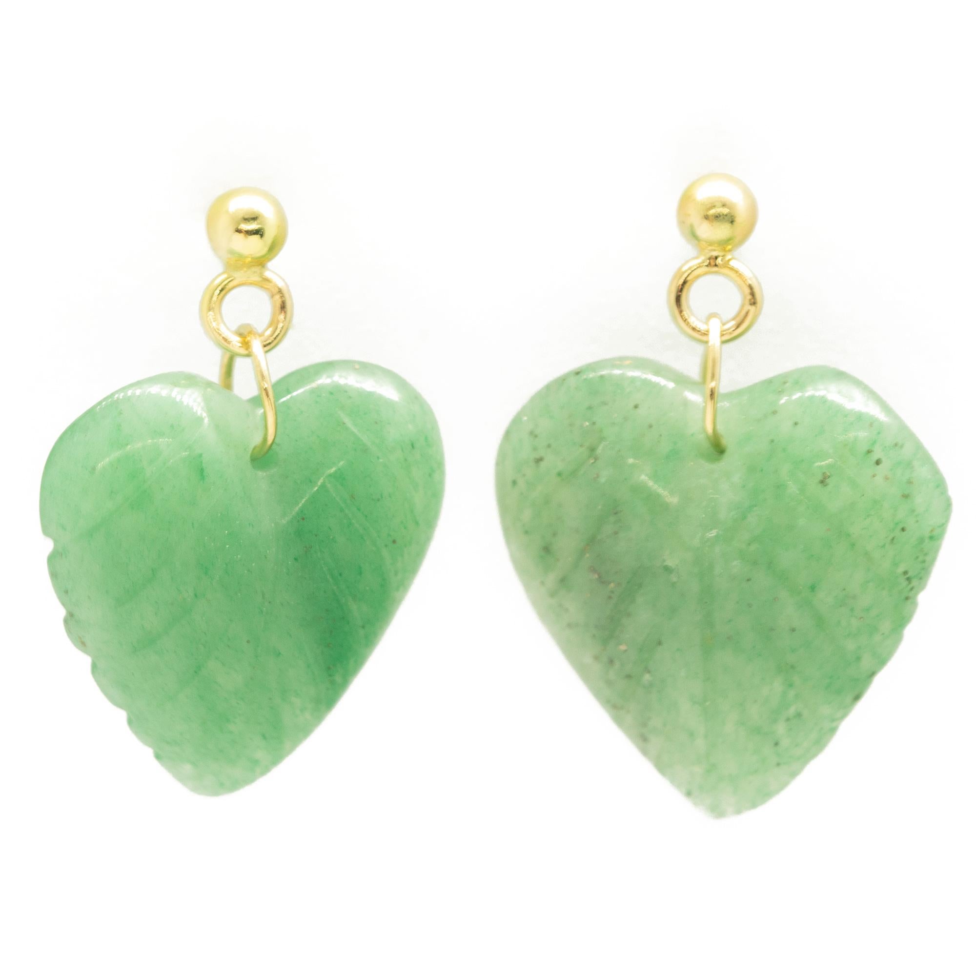 Geschnitzte natürliche Serpentinblätter 18K Gelbgold Ohrringe Intini Juwelen (Gemischter Schliff) im Angebot