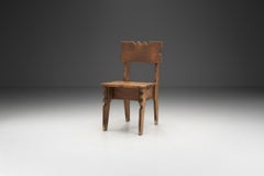 Carved Natural Wood Chair from François Catroux Collection, France 20th Century
