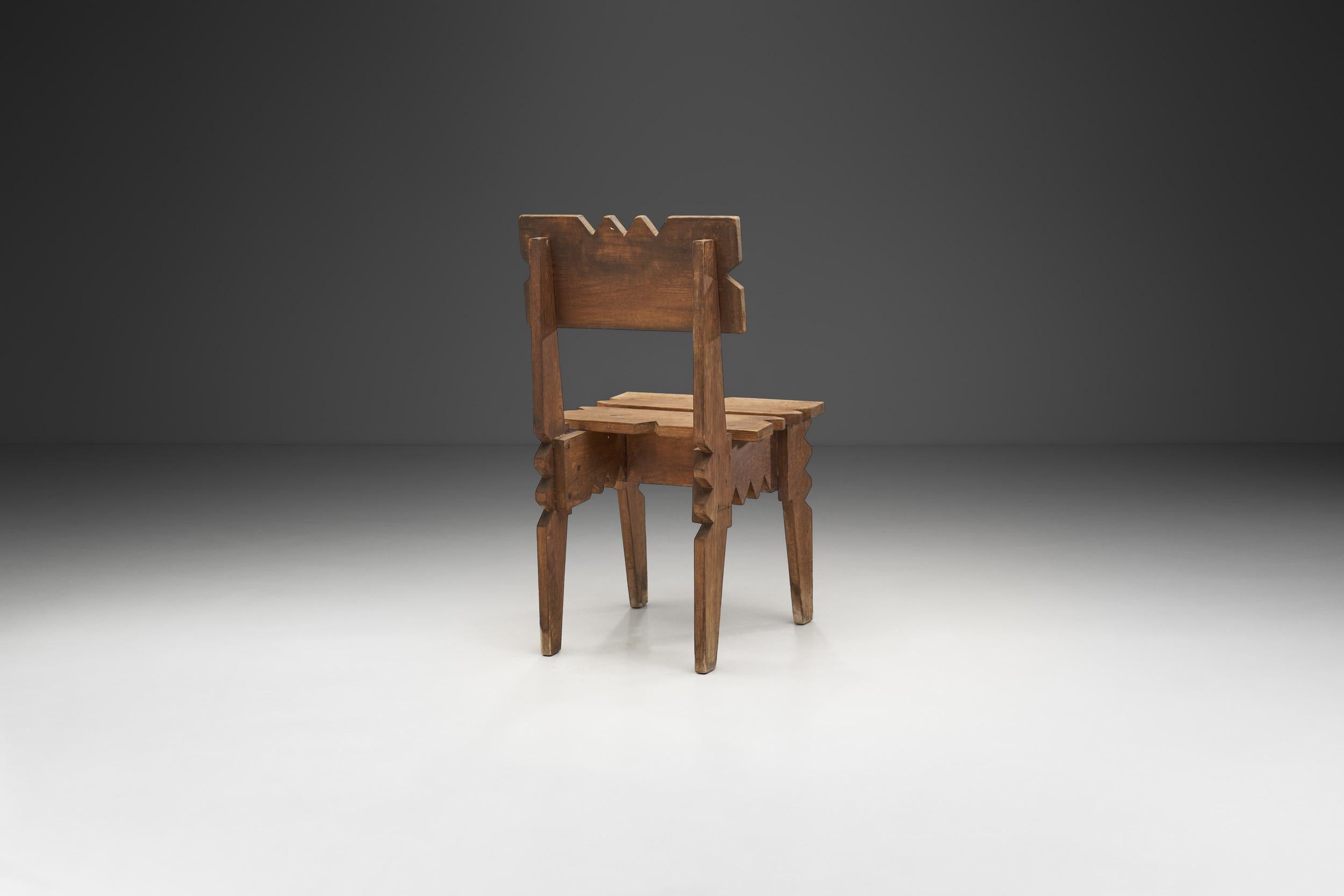 French Carved Natural Wood Chair from François Catroux Collection, France 20th Century