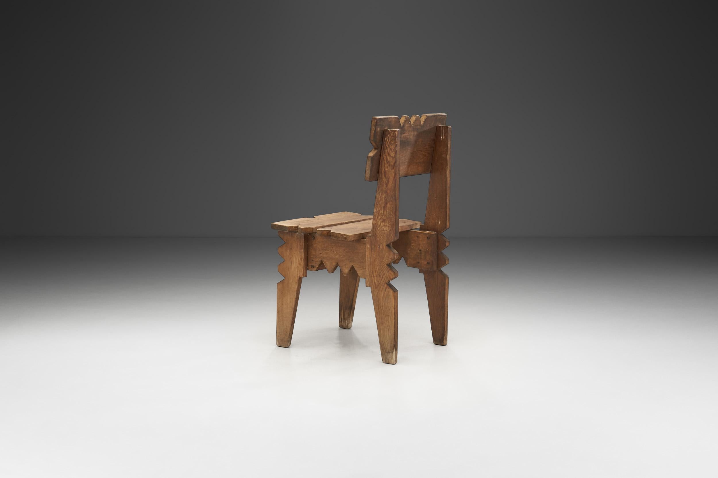 Carved Natural Wood Chair from François Catroux Collection, France 20th Century In Good Condition In Utrecht, NL