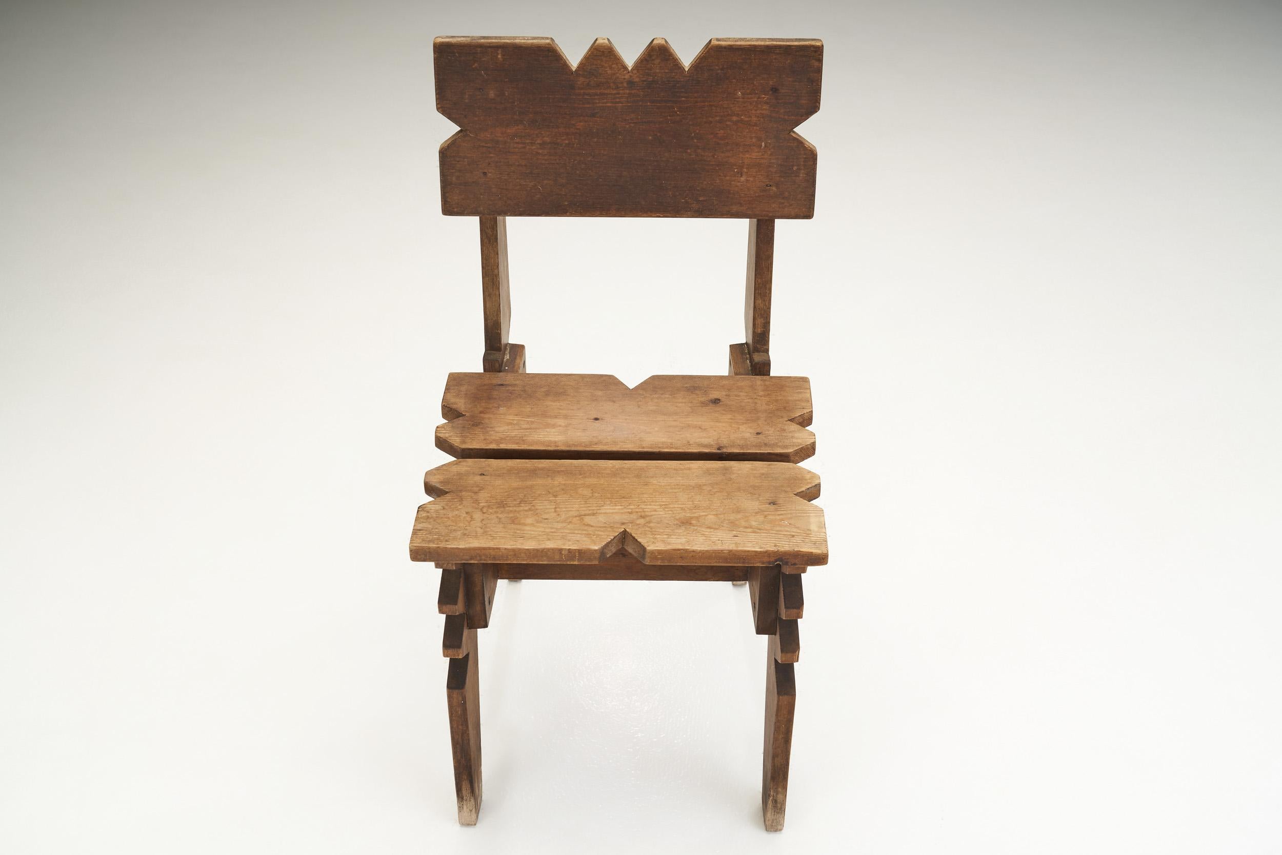 Carved Natural Wood Chair from François Catroux Collection, France 20th Century 1