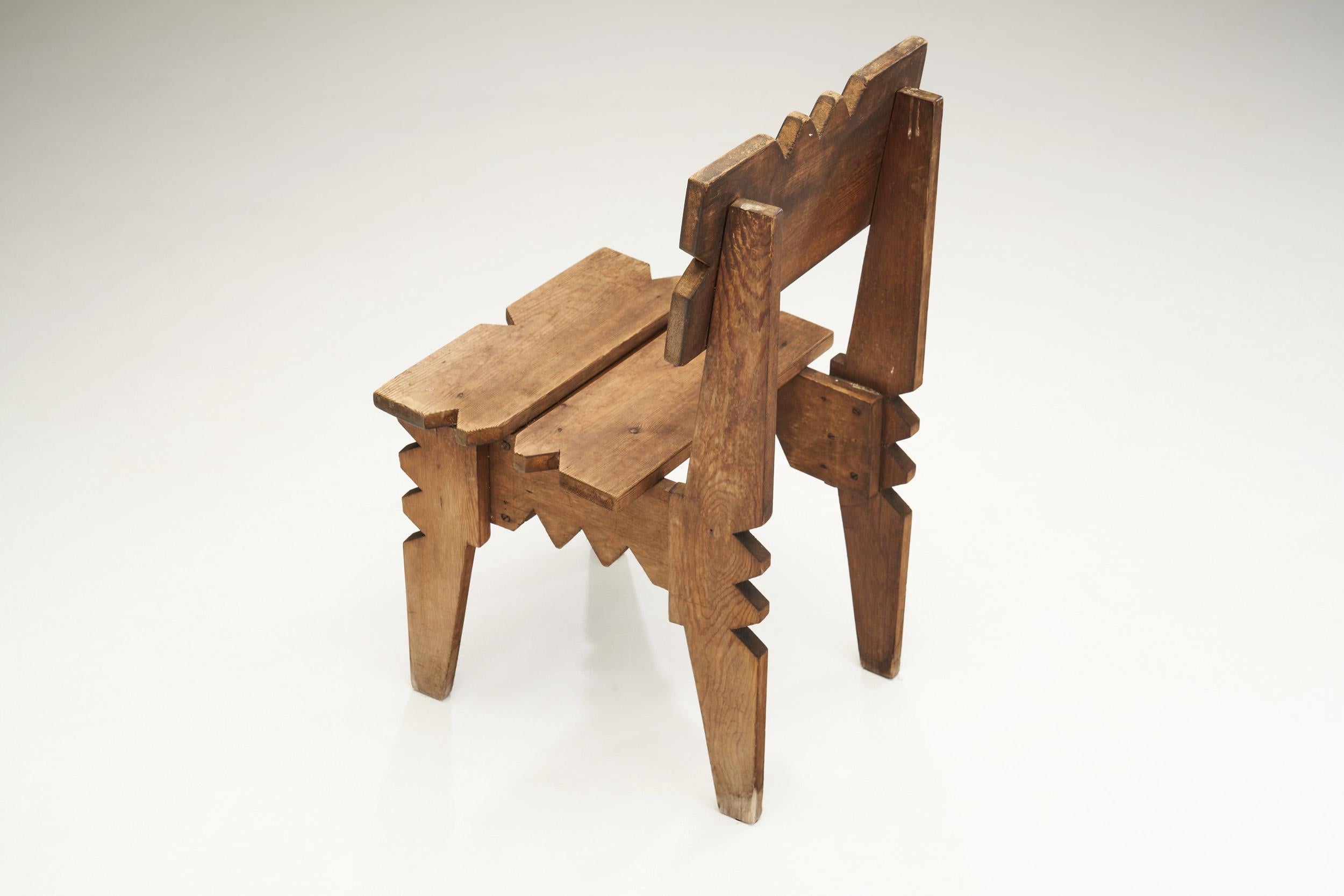 Carved Natural Wood Chair from François Catroux Collection, France 20th Century 4