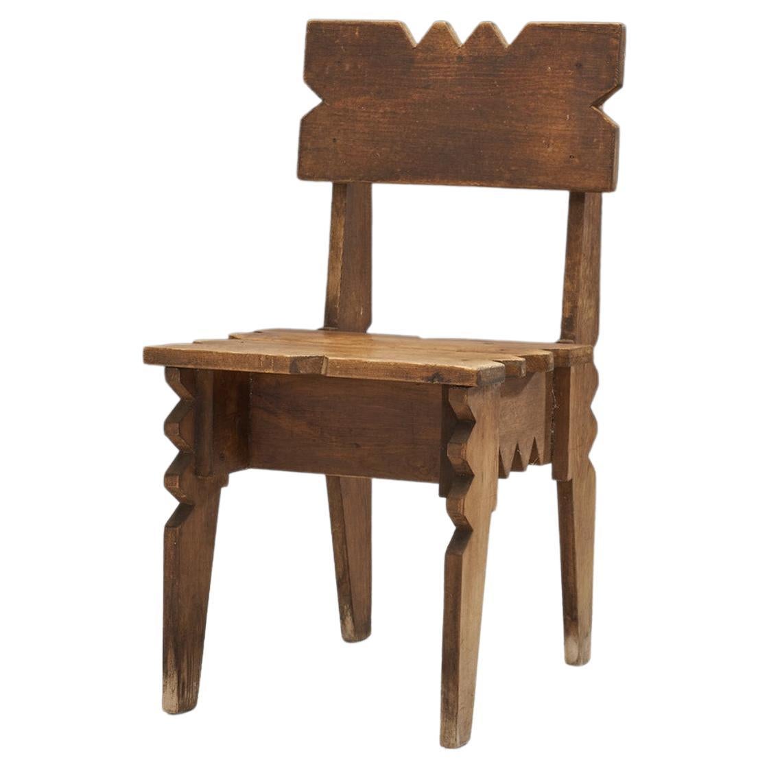 Carved Natural Wood Chair from François Catroux Collection, France 20th Century