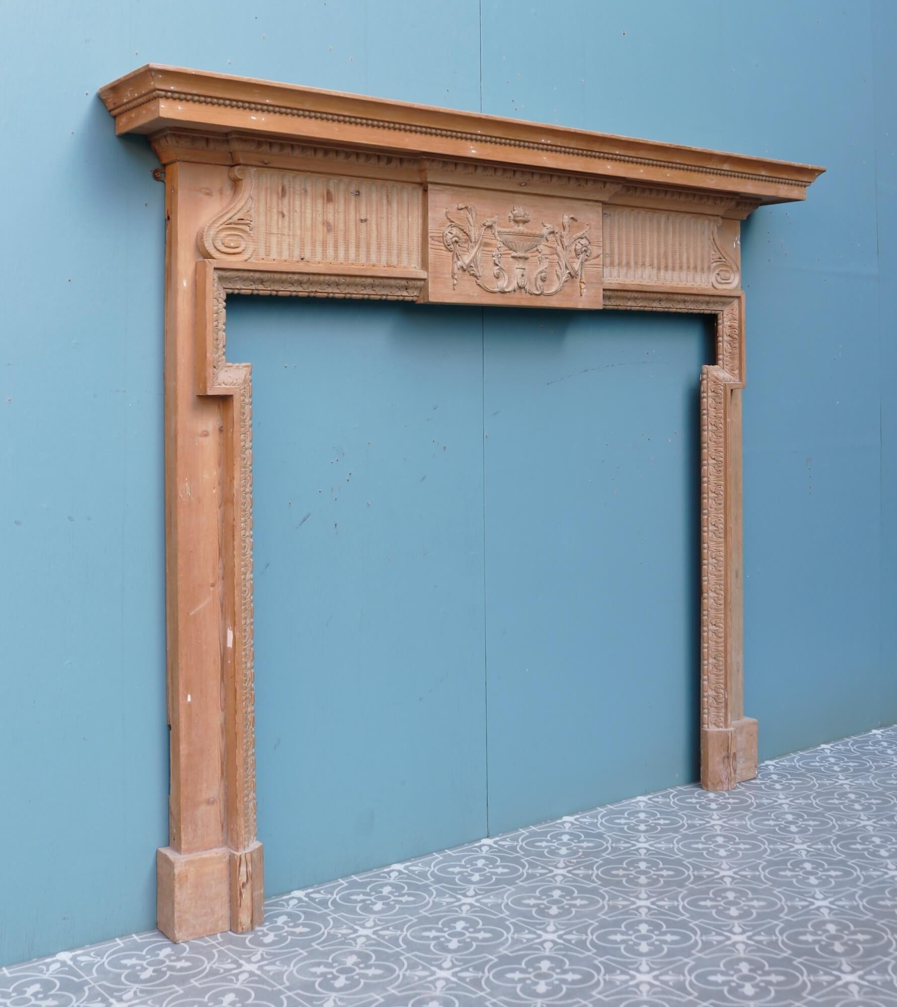 English Carved Neoclassical Georgian Style Fire Mantel For Sale