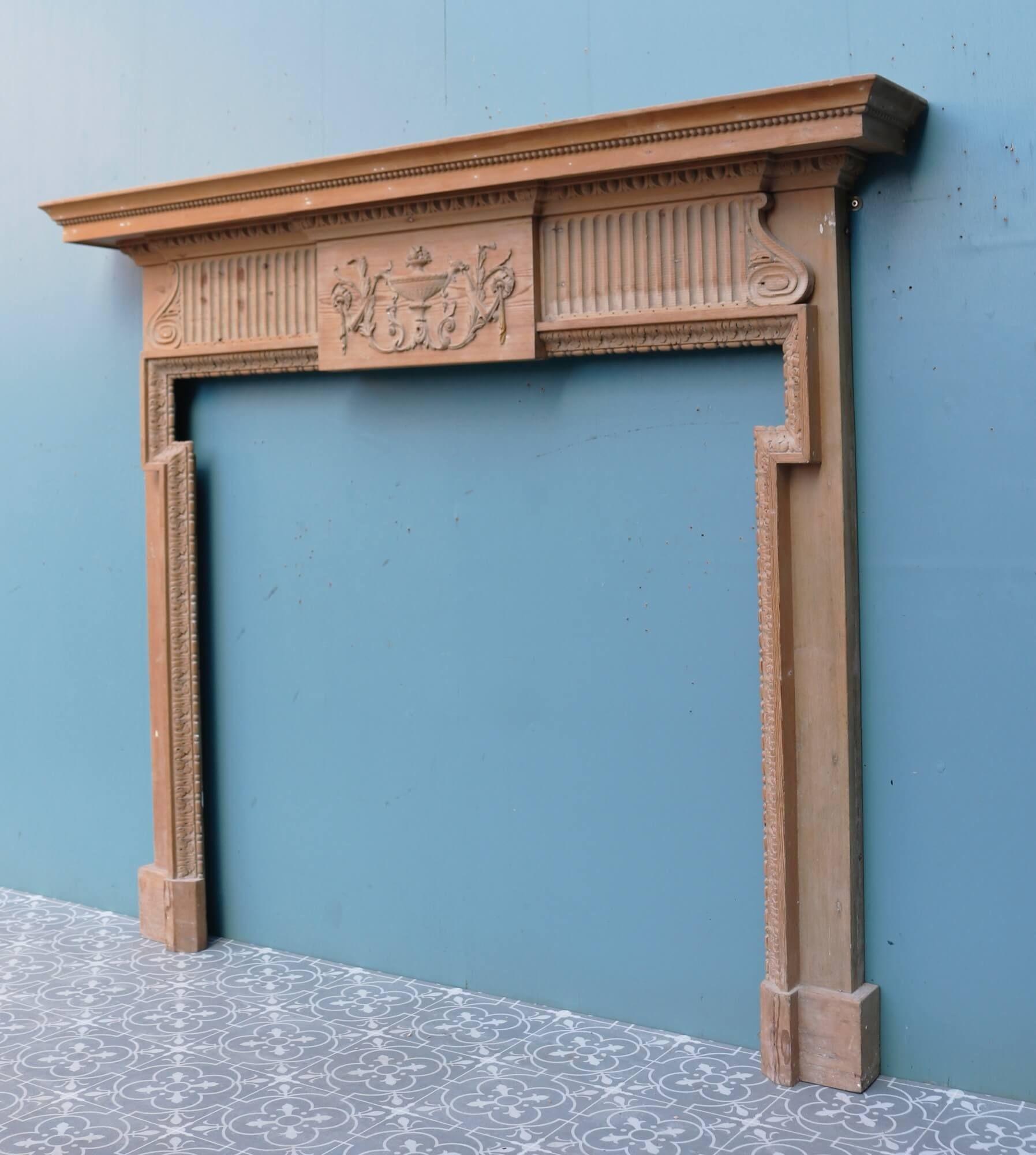 Hand-Carved Carved Neoclassical Georgian Style Fire Mantel For Sale