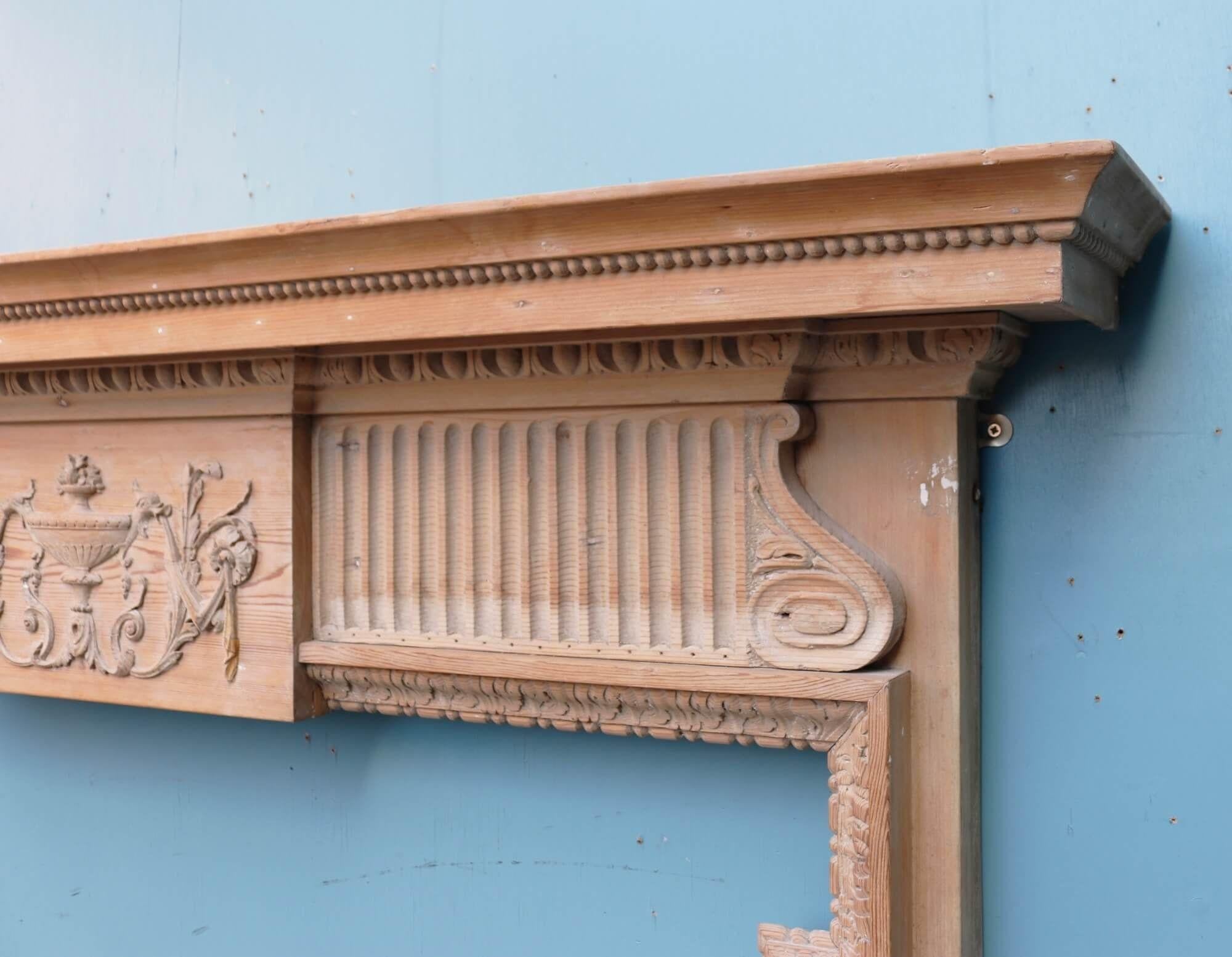 Carved Neoclassical Georgian Style Fire Mantel In Fair Condition For Sale In Wormelow, Herefordshire