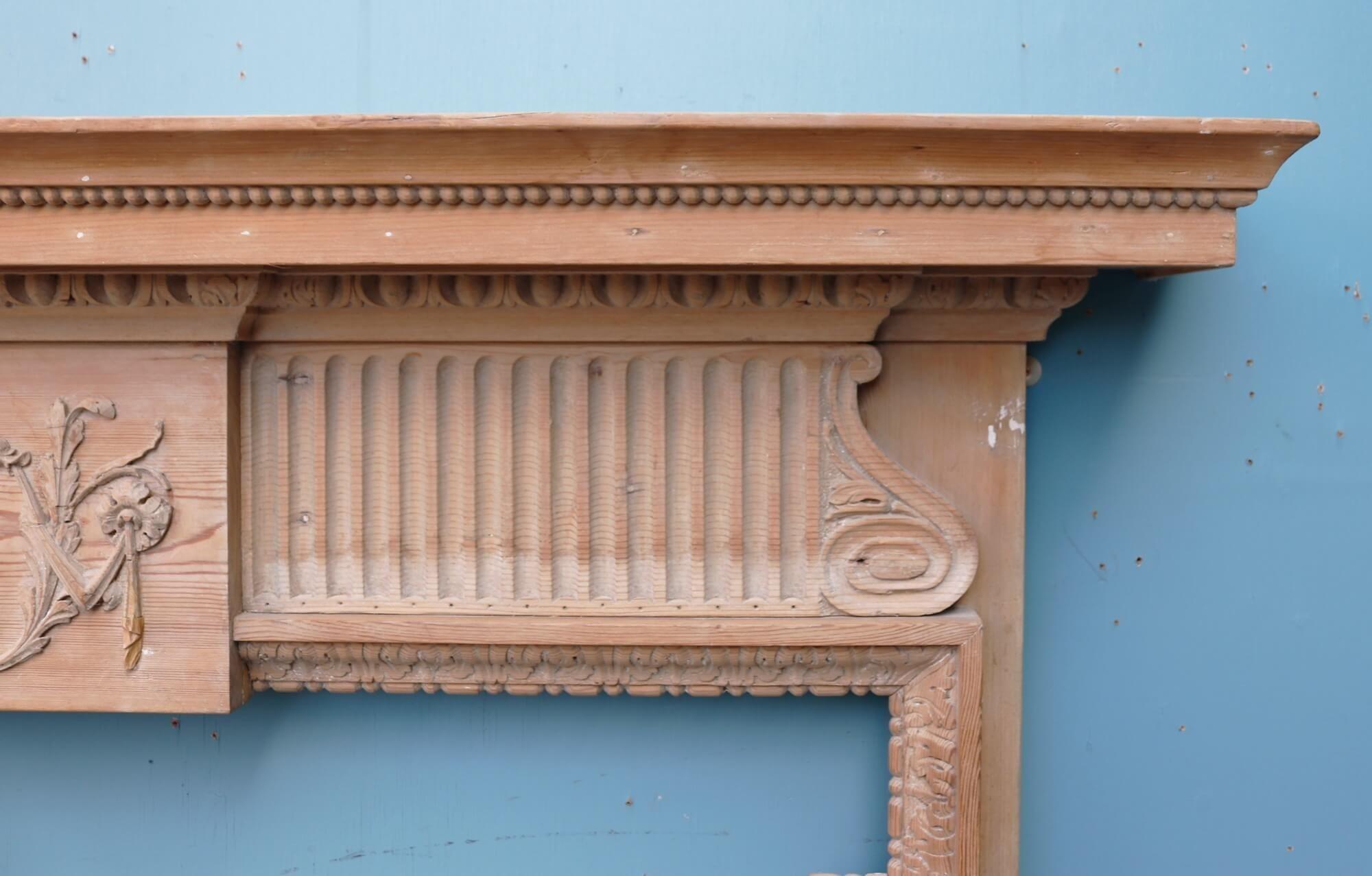19th Century Carved Neoclassical Georgian Style Fire Mantel For Sale