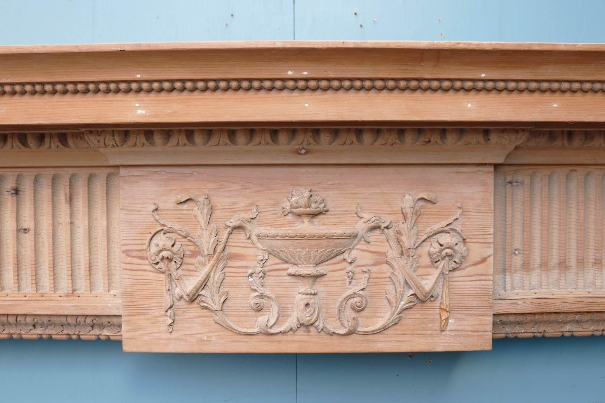 Wood Carved Neoclassical Georgian Style Fire Mantel For Sale