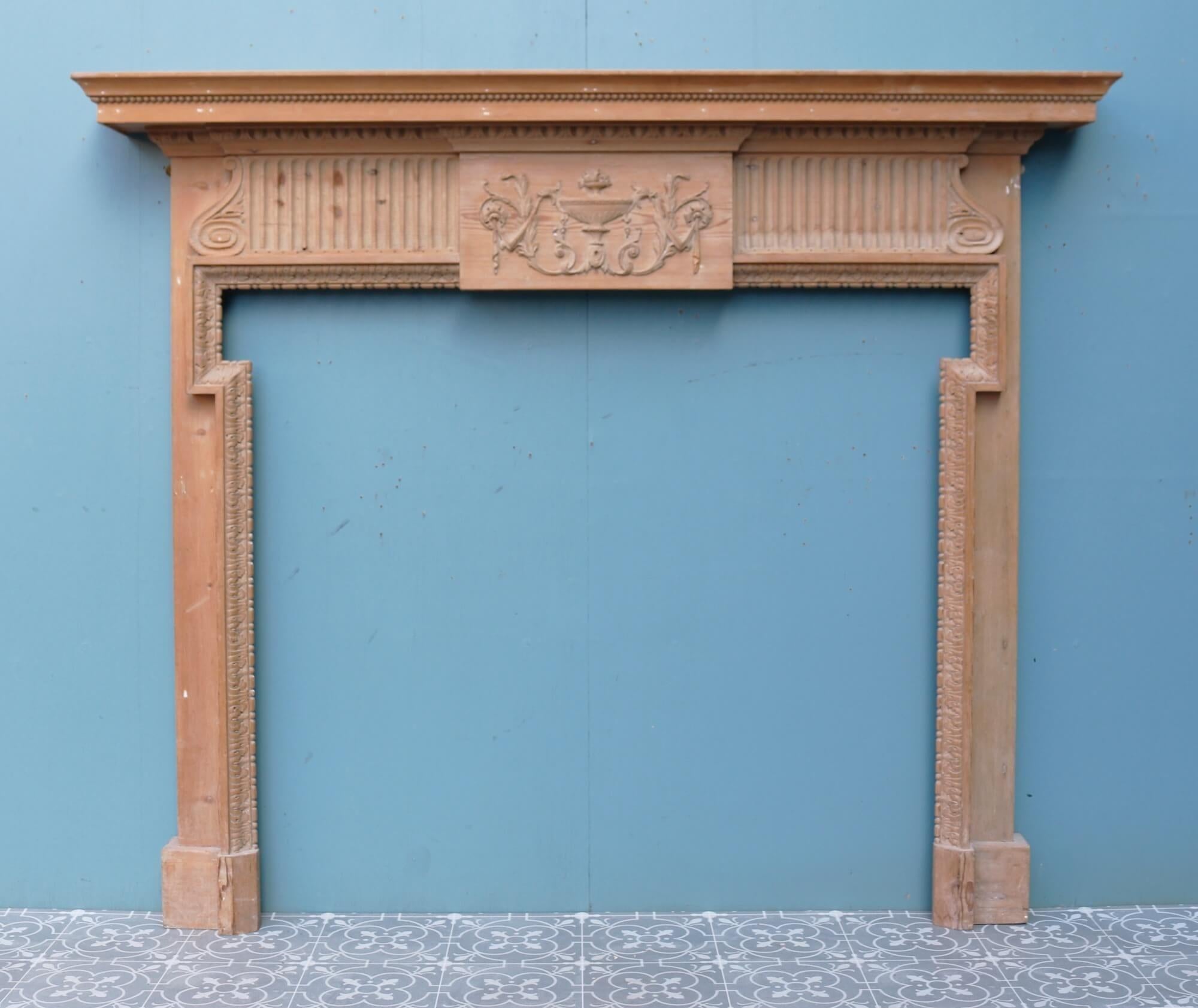 Carved Neoclassical Georgian Style Fire Mantel For Sale 2