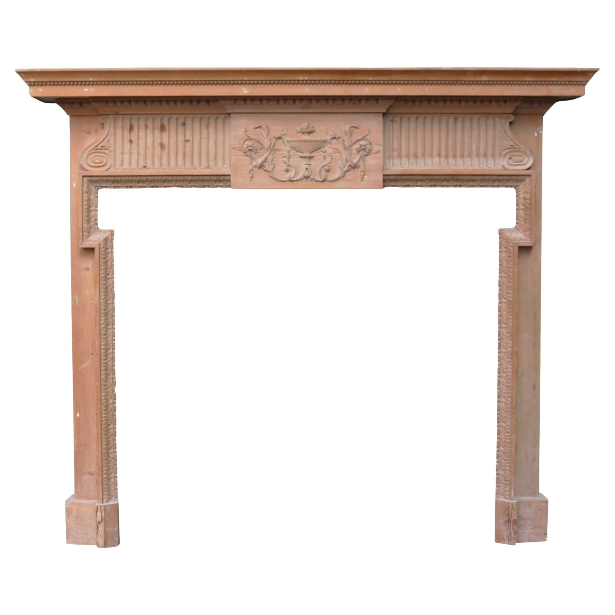 Carved Neoclassical Georgian Style Fire Mantel