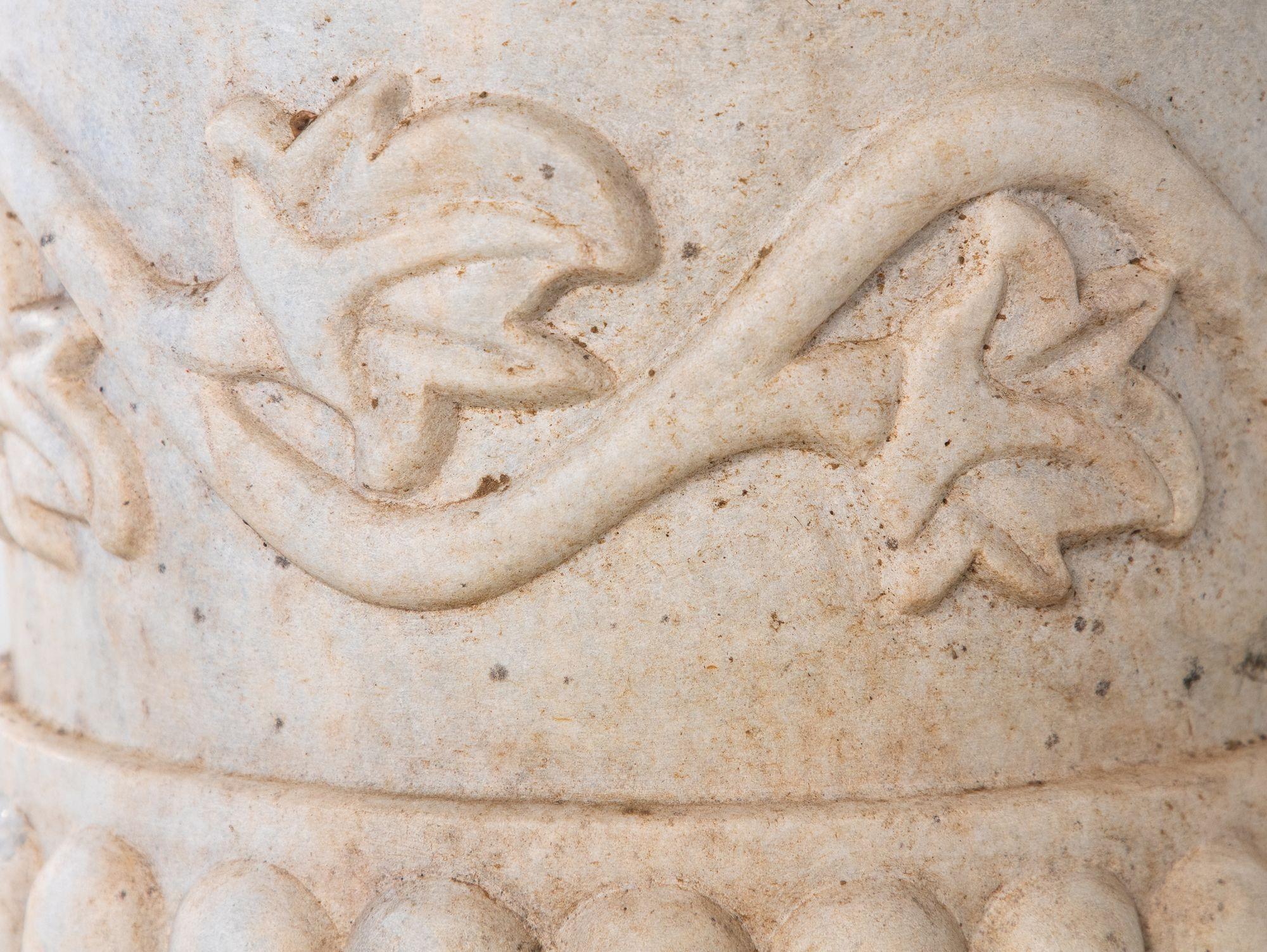 Carved Neoclassical Marble Urn, Italy Early 20th C. For Sale 6