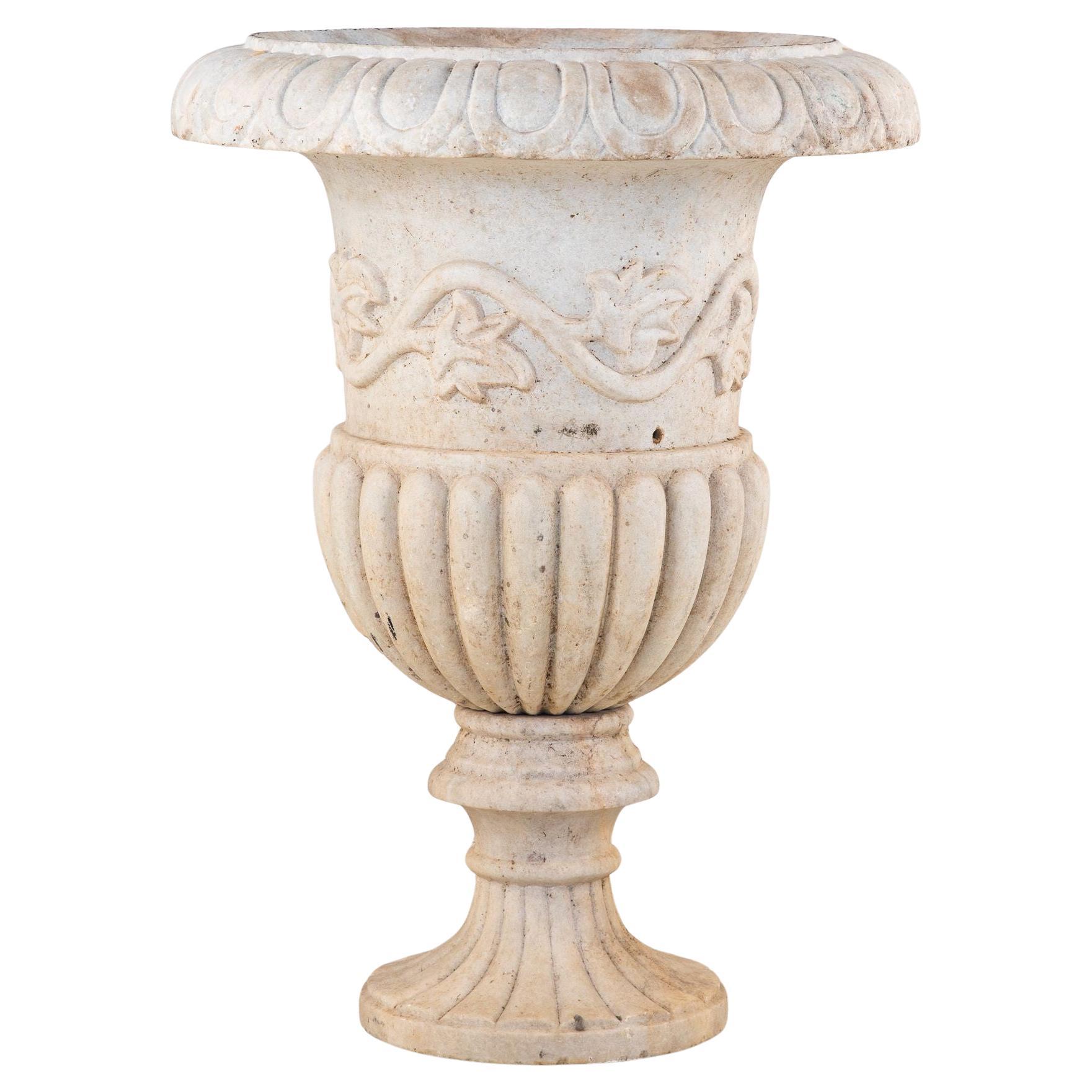 Carved Neoclassical Marble Urn, Italy Early 20th C. For Sale