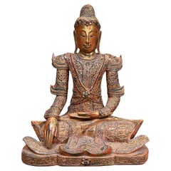 Estatua de Buda nepalí tallada Postura de Meditación del Loto Budista