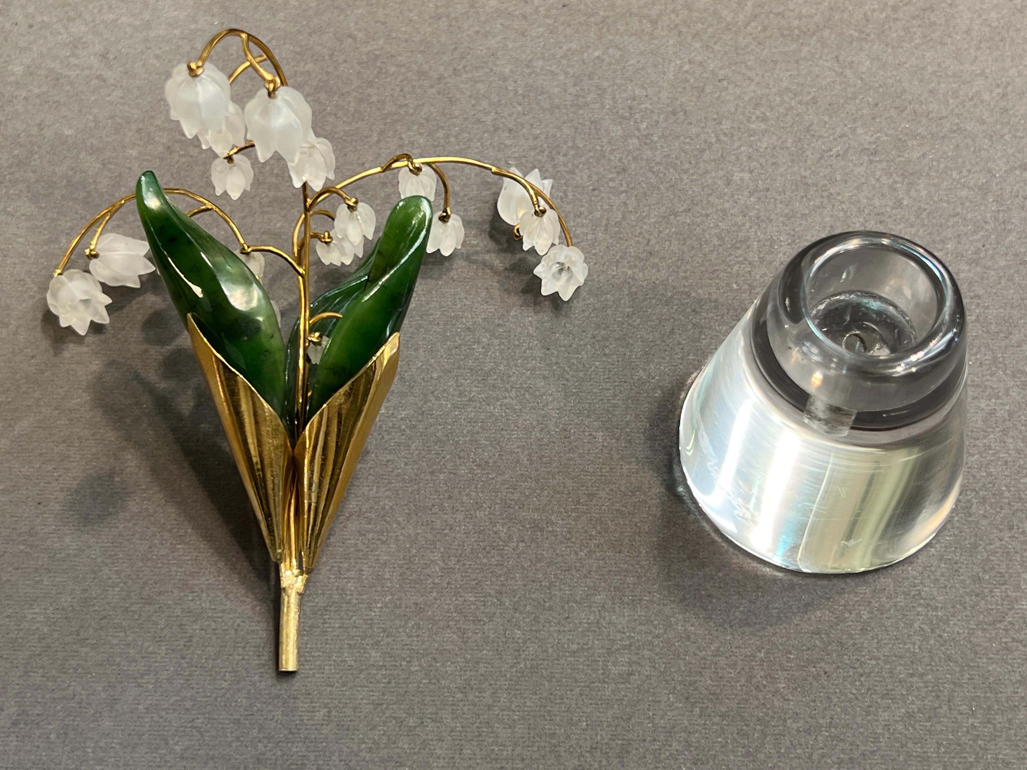 Carved Nephrite and Rock Crystal Gold Flower Pot For Sale 5