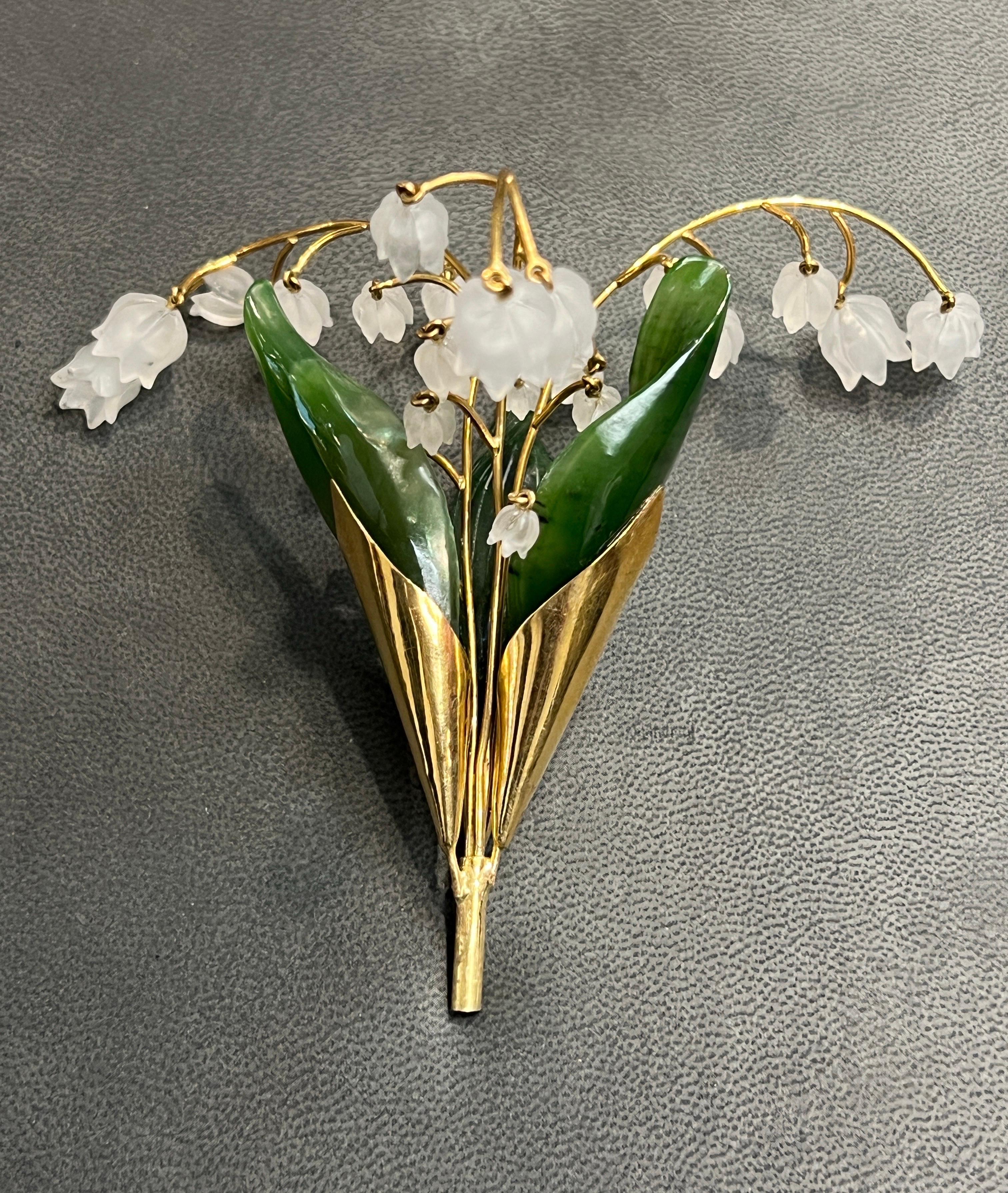 Carved Nephrite and Rock Crystal Gold Flower Pot For Sale 4