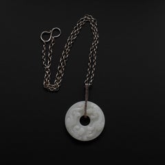 Disco di grasso di montone di epoca tarda Ming certificato e non trattato di nefrite