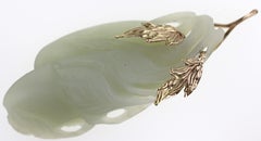 Carved Nephrite Jade, 14K Yellow Gold Pendant