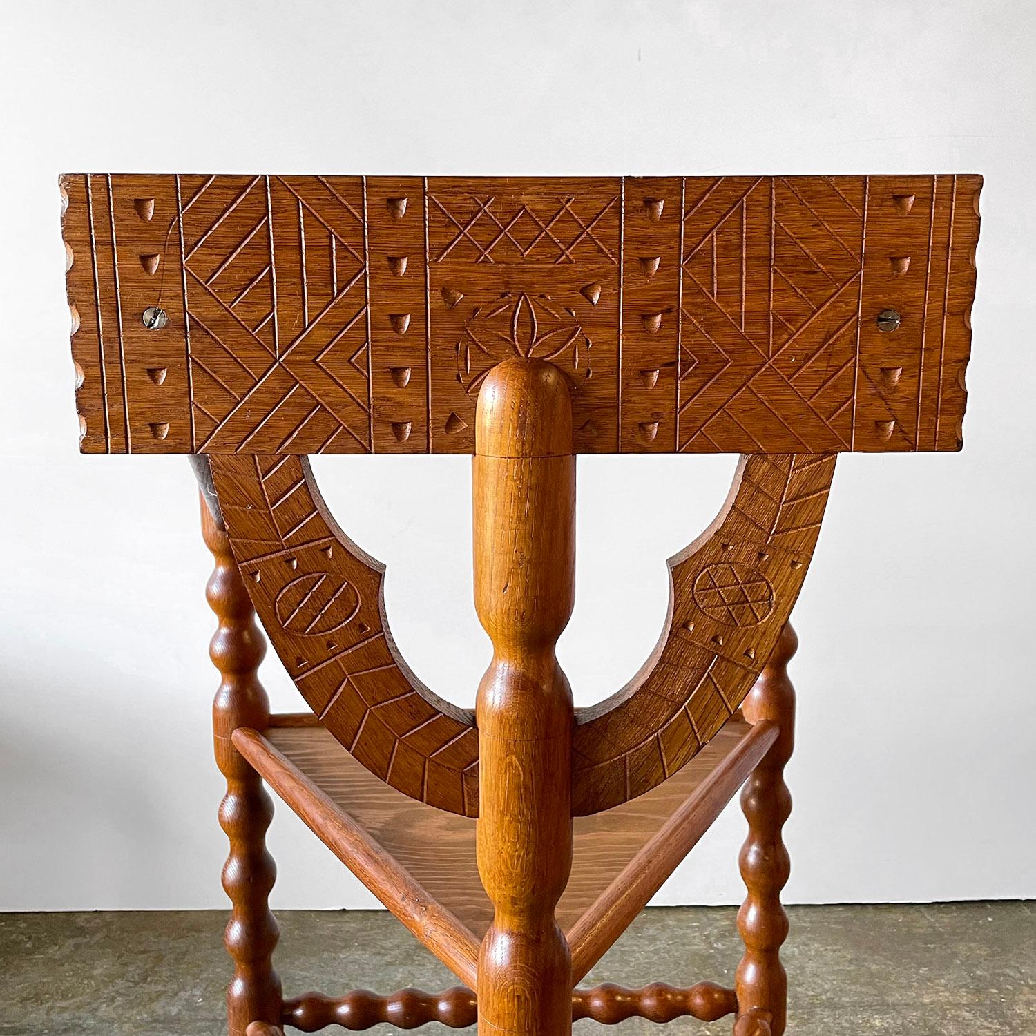Carved Nordic Oak Corner Chair  For Sale 7