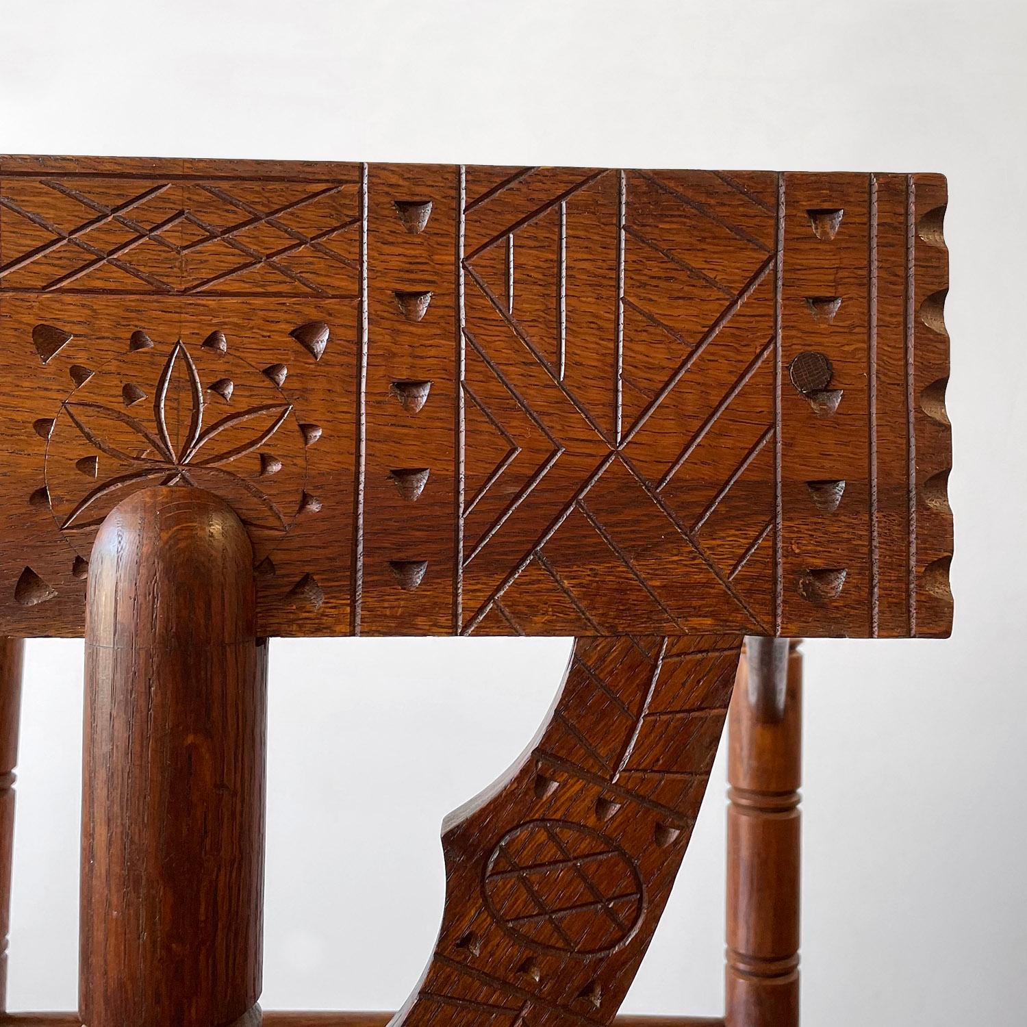 Carved Nordic Oak Corner Chair For Sale 5