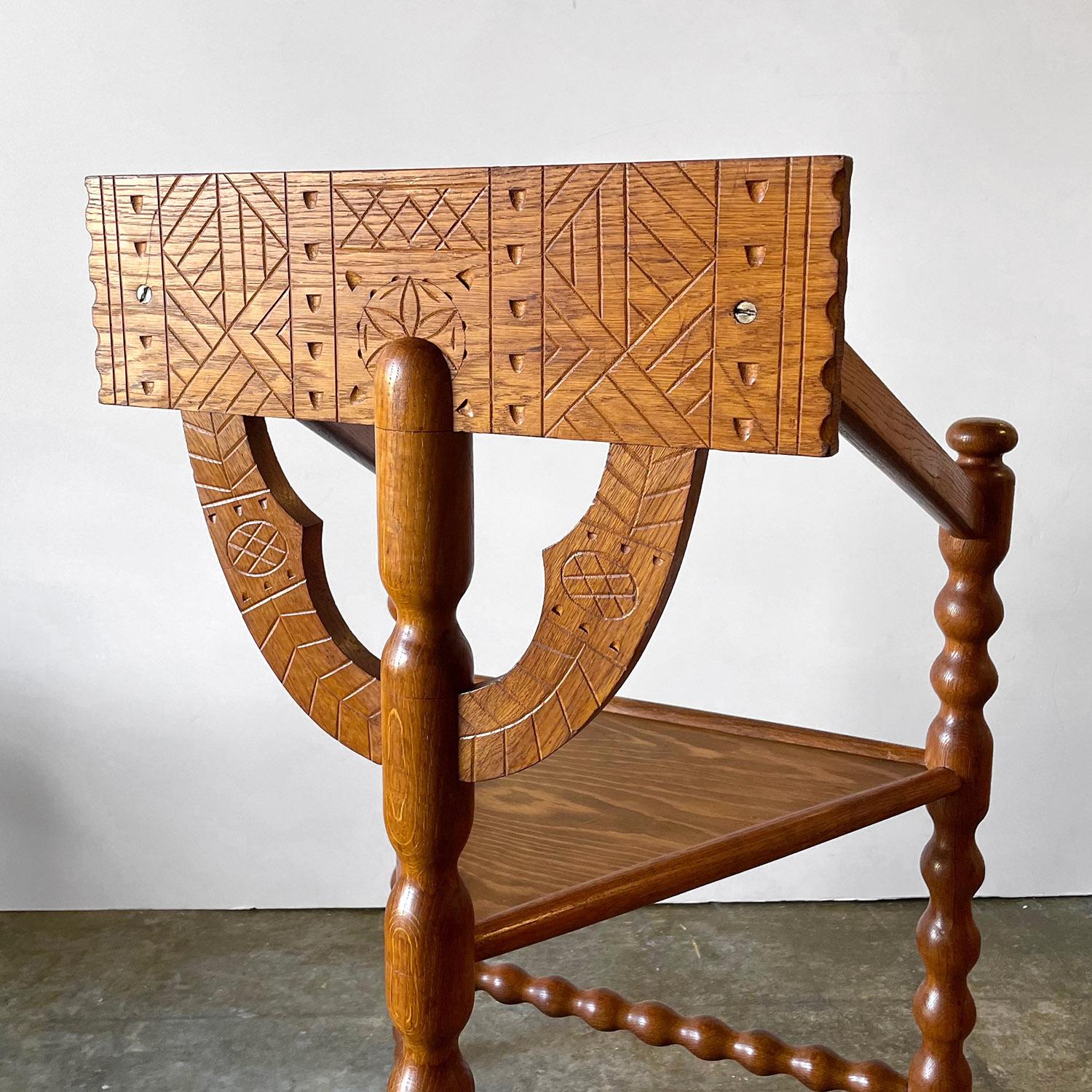 Carved Nordic Oak Corner Chair  For Sale 8