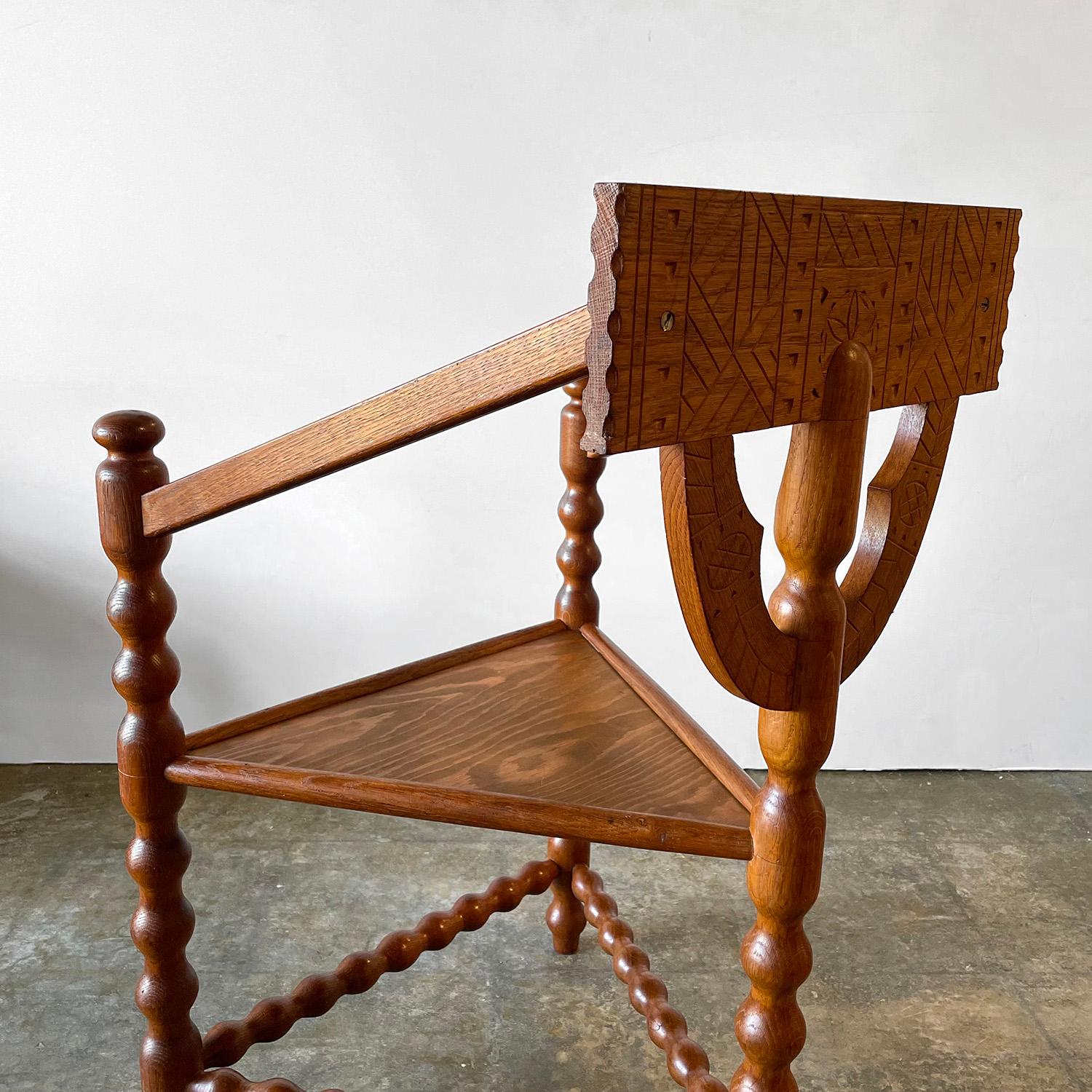 Carved Nordic Oak Corner Chair  For Sale 11