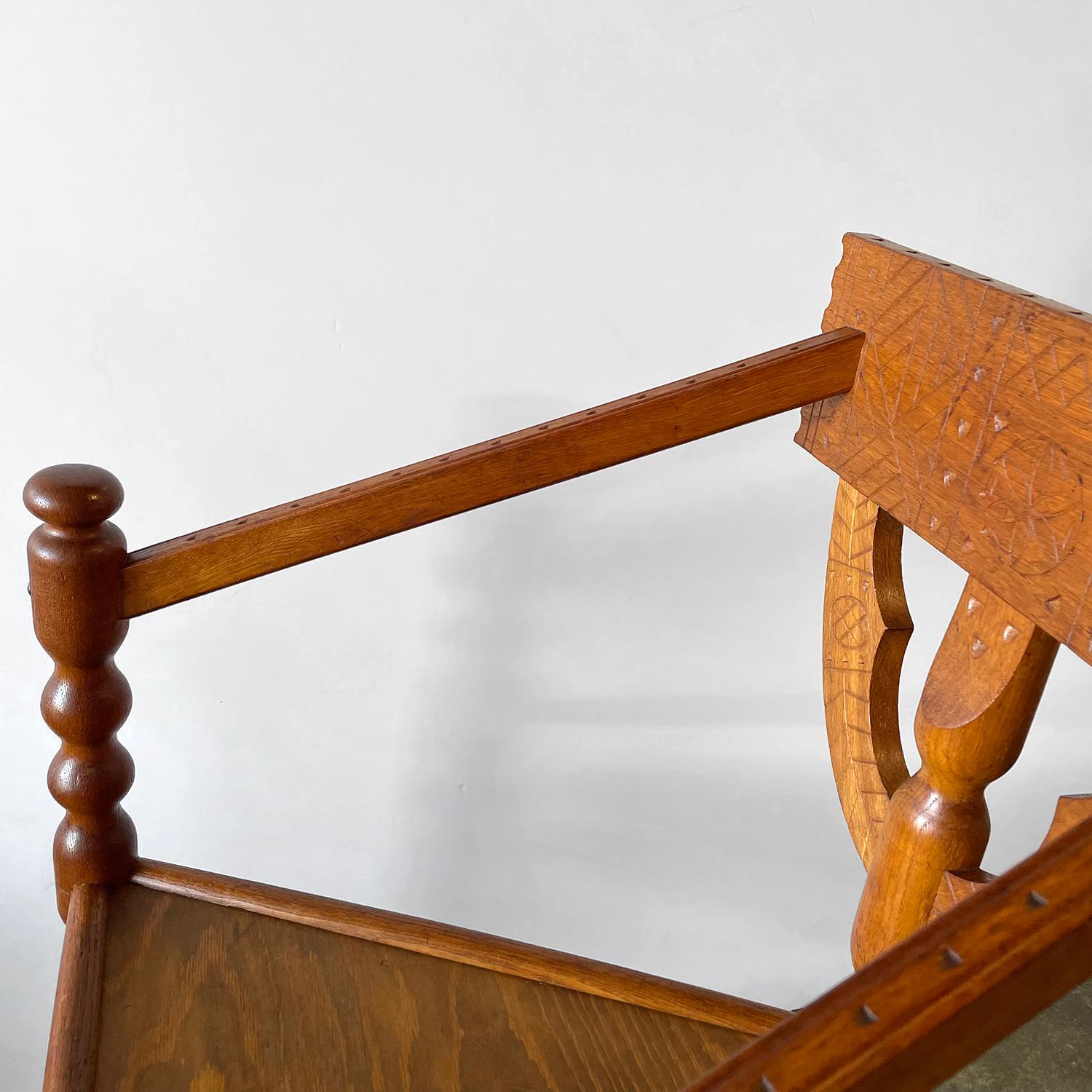 Carved Nordic Oak Corner Chair  For Sale 13