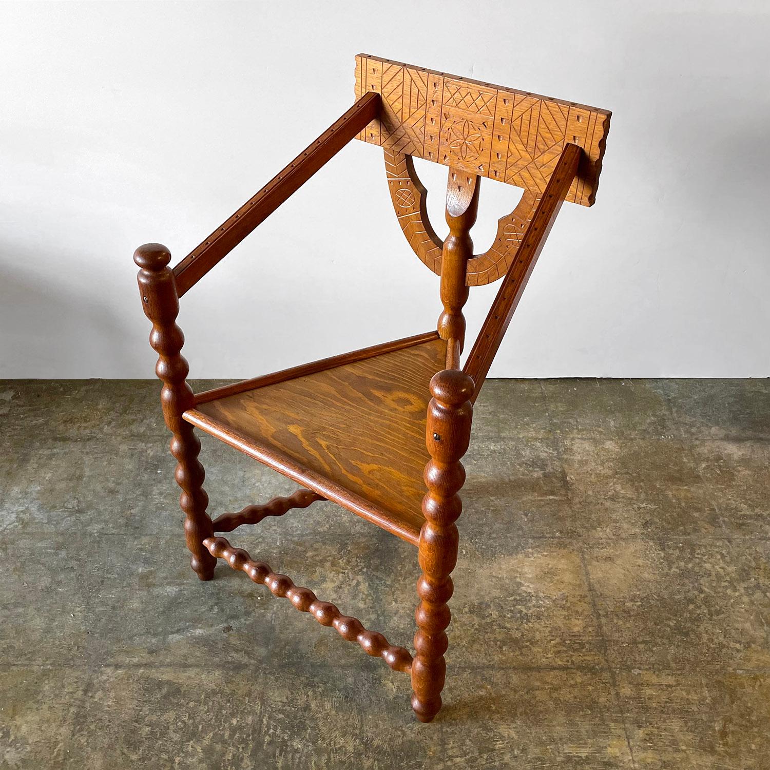 Carved Nordic Oak Corner Chair  For Sale 15