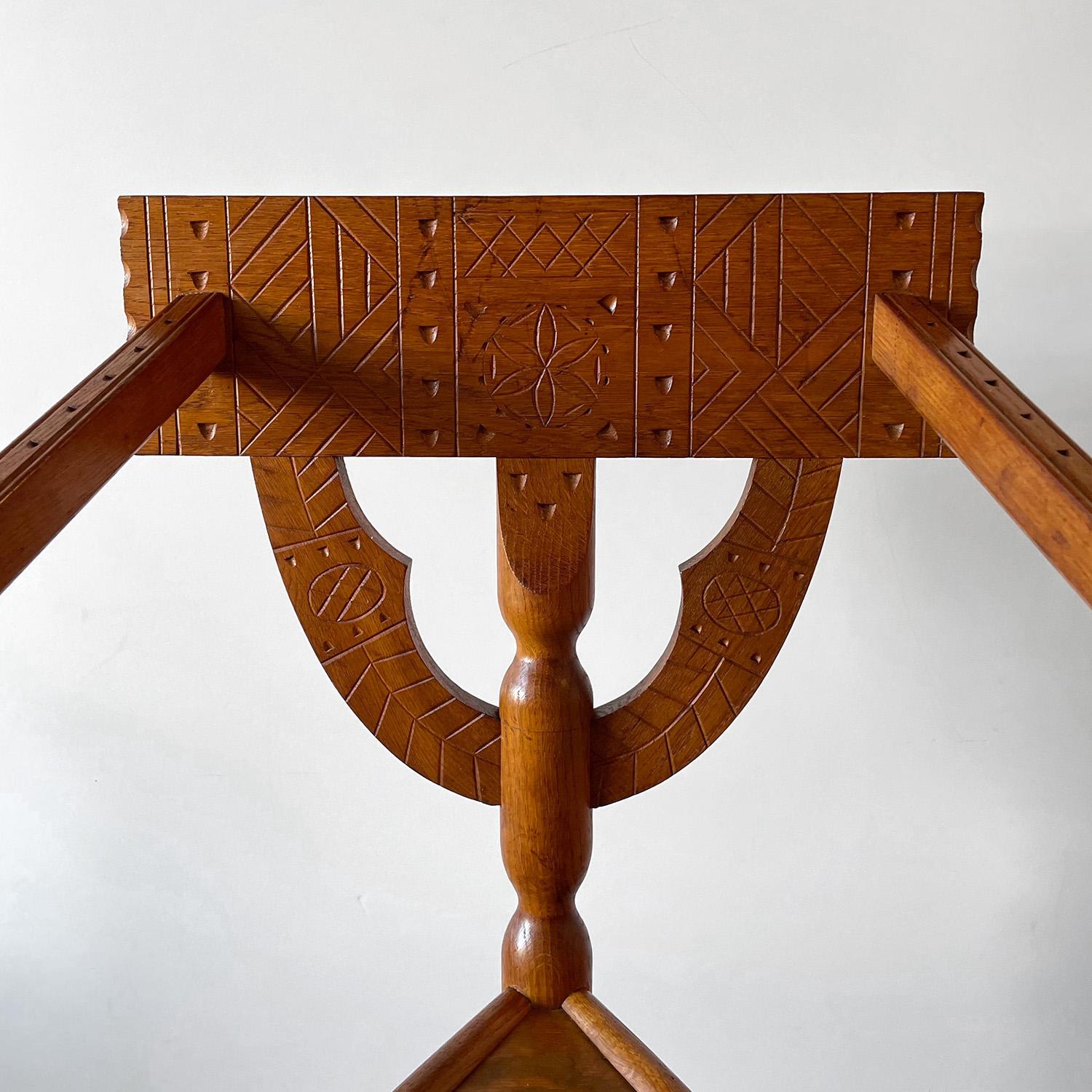 Swedish Carved Nordic Oak Corner Chair  For Sale