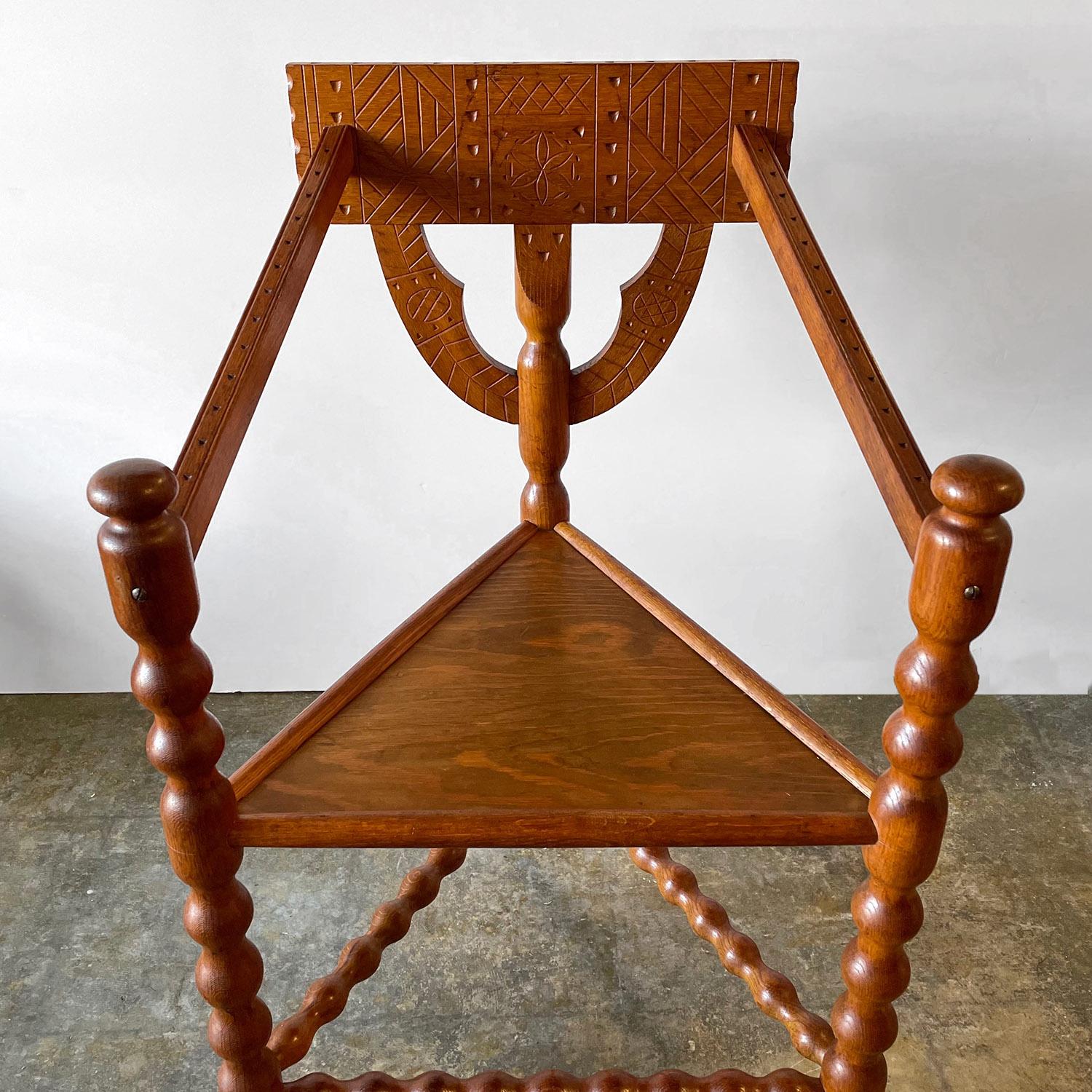 Carved Nordic Oak Corner Chair  For Sale 3