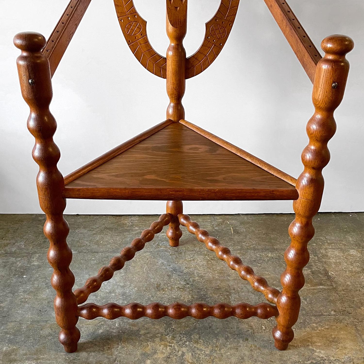 Carved Nordic Oak Corner Chair  For Sale 4