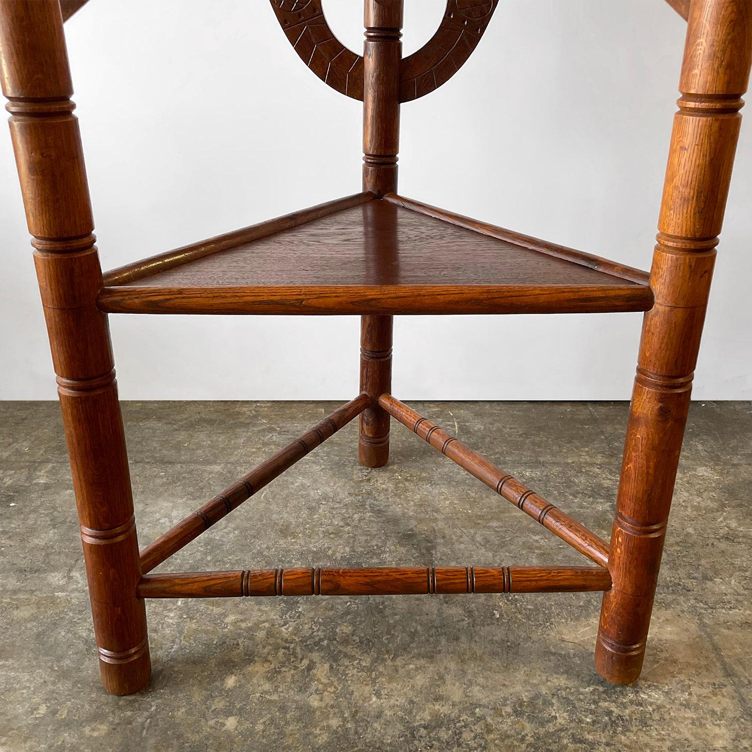 Carved Nordic Oak Corner Chair For Sale 2