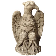 Vintage Carved Northern Italian Limestone Eagle Statue, 20th Century