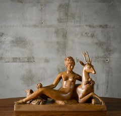 Carved Nude with Deer and Sheep