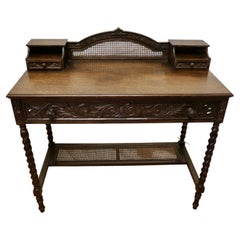 Used Carved Oak and Rattan Reception Desk