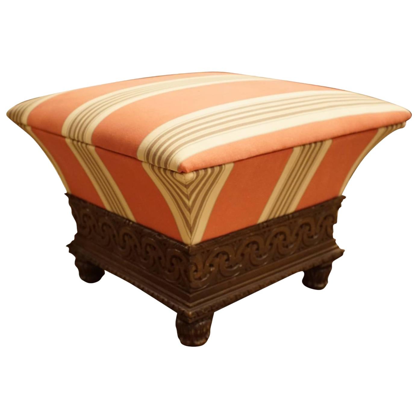William IV carved Oak and upholstered Ottoman attributed to Thomas King c1830 For Sale