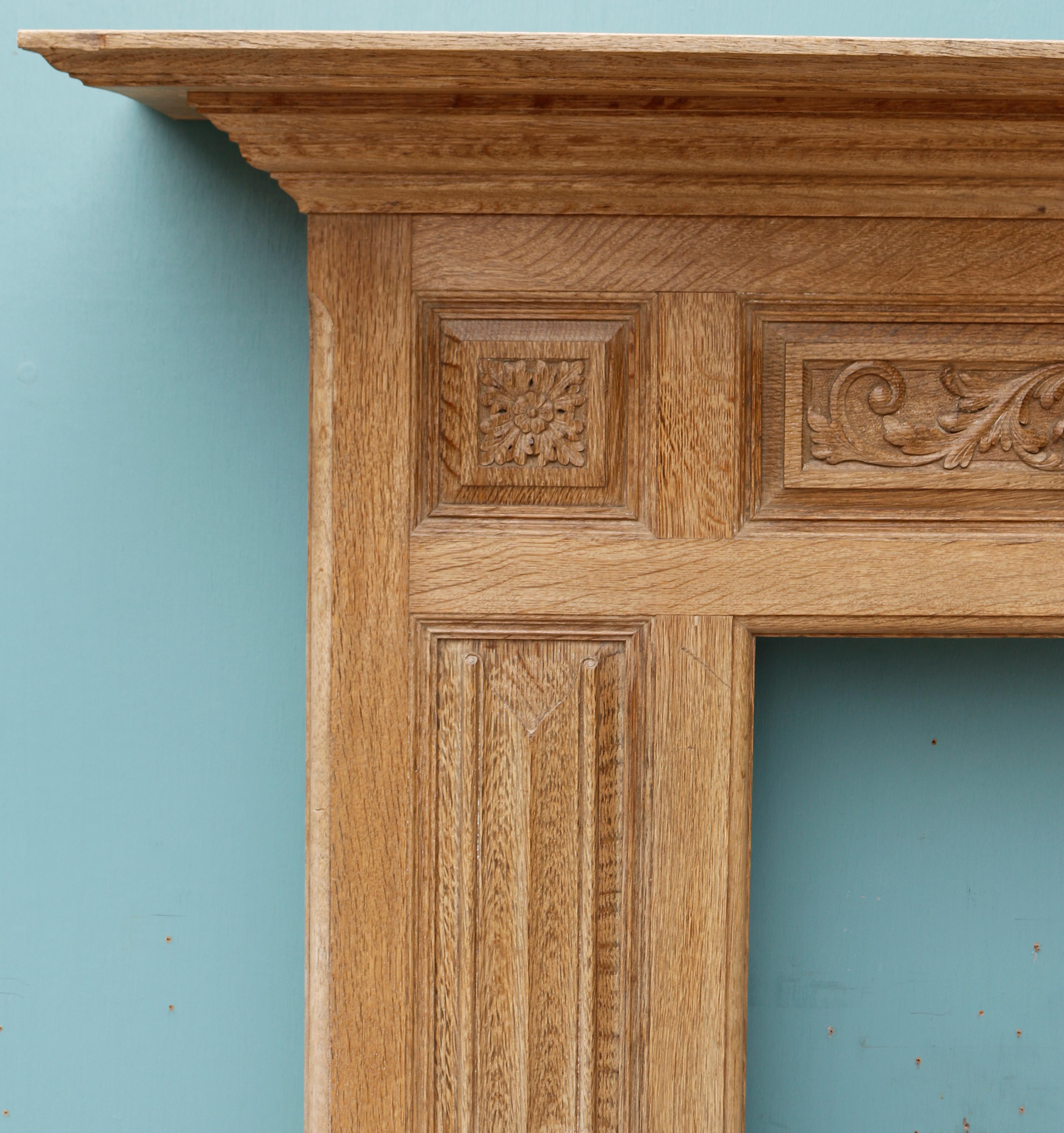 Carved Oak Antique Mantel In Fair Condition For Sale In Wormelow, Herefordshire