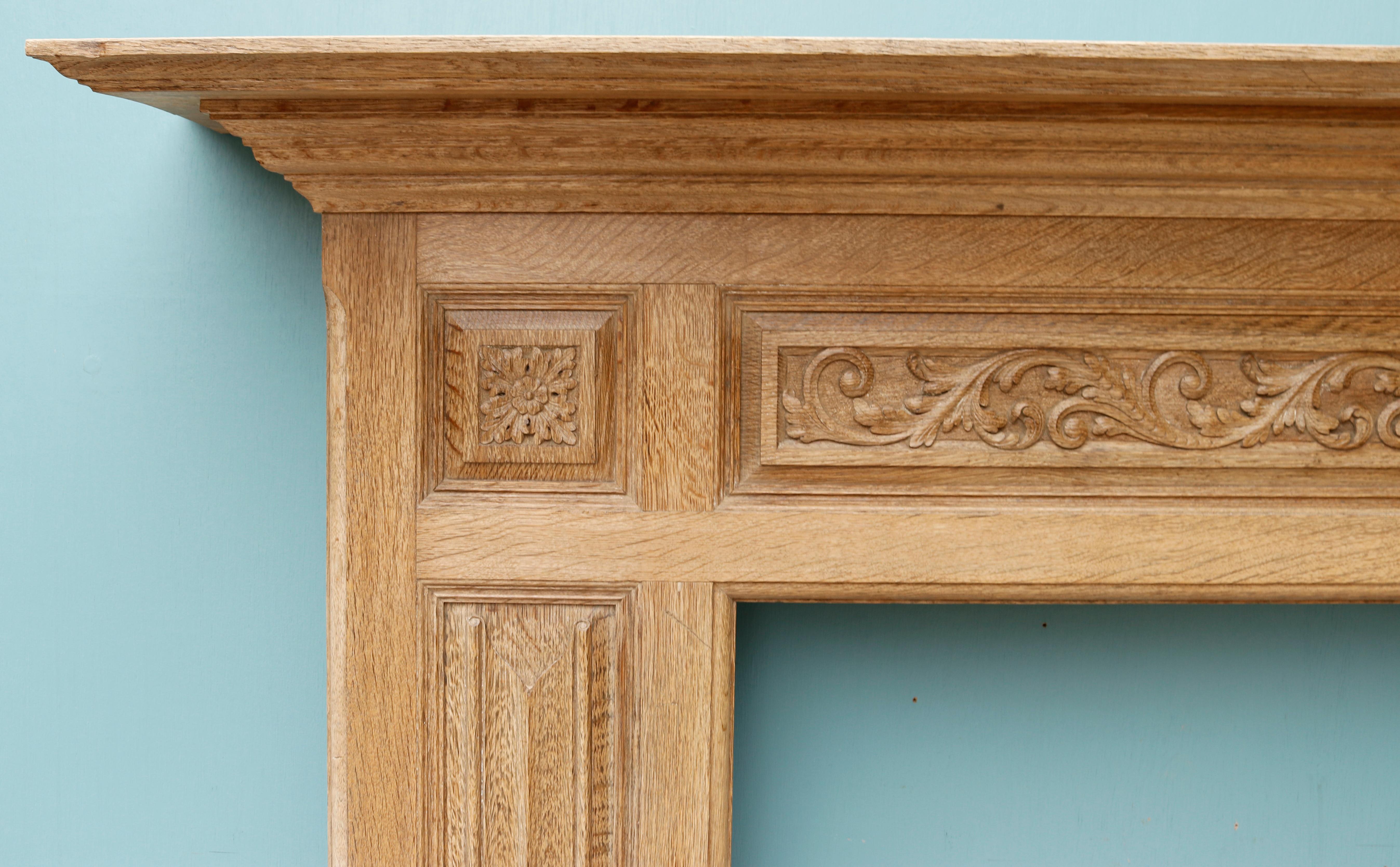 Carved Oak Antique Mantel For Sale 1